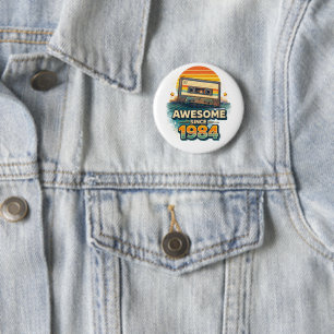 Awesome Since 1984 Retro Cassette Tape Vintage 80s 6 Cm Round Badge