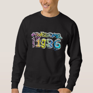 Awesome since 1986 Graffiti Motif Sweatshirt