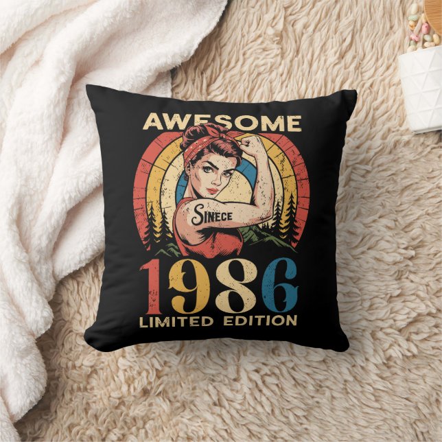 Awesome Since 1986 Retro 40th Women's Birthday  Cushion (Blanket)