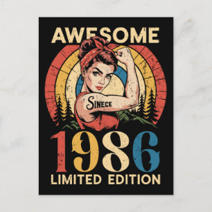 Awesome Since 1986 Retro 40th Women's Birthday  Postcard