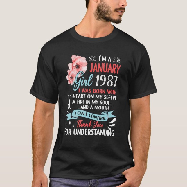 Awesome Since 1987 36th Birthday I'm a January Gir T-Shirt (Front)