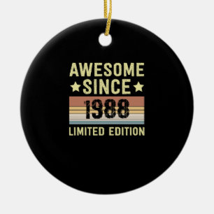 Awesome Since 1988 Birthday Ceramic Tree Decoration