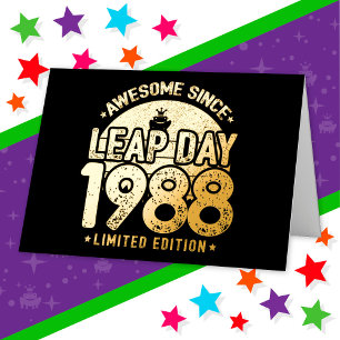 Awesome Since 1988 Leap Year Day Feb 29 Birthday Foil Greeting Card