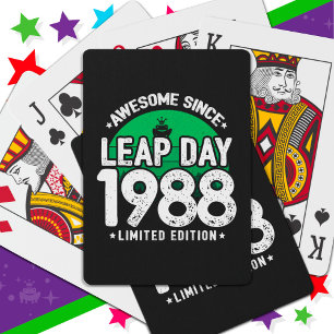 Awesome Since 1988 Leap Year Day Feb 29 Birthday Playing Cards