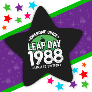 Awesome Since 1988 Leap Year Day Feb 29 Birthday Star Sticker