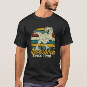 Awesome Since 1990 Birthday Dinosaur Party Rex Raw T-Shirt
