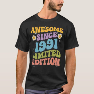 Awesome Since 1991 Retro Groovy Shirt Gifts For Wo