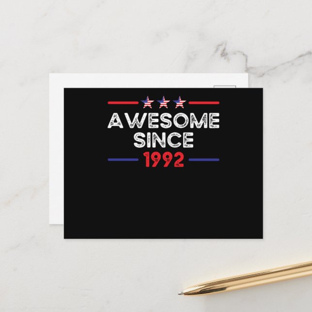 Awesome Since 1992 Cool America Birthday Year Postcard (Front/Back In Situ)