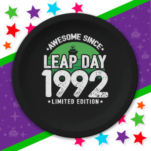 Awesome Since 1992 Leap Year Day Feb 29 Birthday Paper Plate