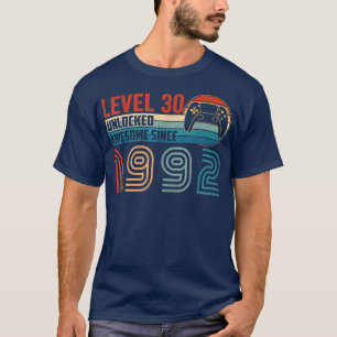 Awesome Since 1992 Level 30 Unlocked Video Gamer B T-Shirt