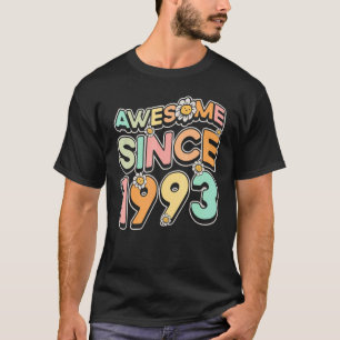 Awesome Since 1993 Flower-Themed Floral Birth Year T-Shirt