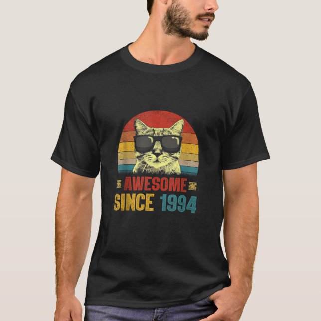 Awesome Since 1994 30th Birthday Gifts Cat Lover T T-Shirt (Front)