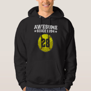 Awesome Since 1994 Softball 28th Birthday 28 Years Hoodie