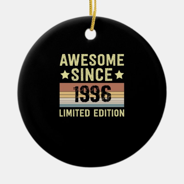 Awesome Since 1996 Birthday Ceramic Tree Decoration (Front)