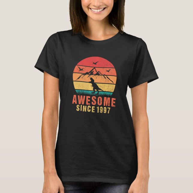 Awesome Since 1997 Retro 25th Birthday Dinosaur 25 T-Shirt (Front)