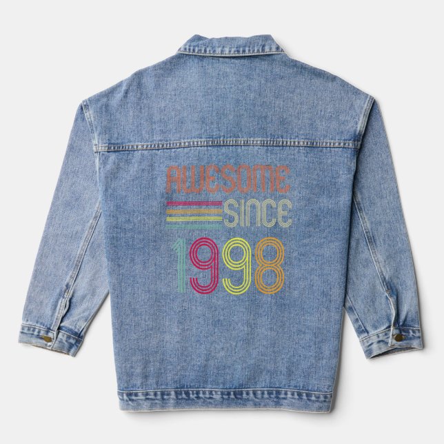 Awesome Since 1998 24th Birthday Retro  Denim Jacket (Back)
