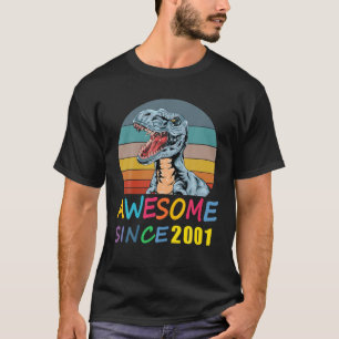 Awesome Since 2001 20Th Birthday Dinosaur Rex 20 Y T-Shirt