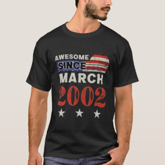 Awesome Since 2002 Vintage USA Flag Classic March T-Shirt