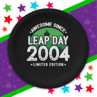 Awesome Since 2004 Leap Year Day Feb 29 Birthday Paper Plate