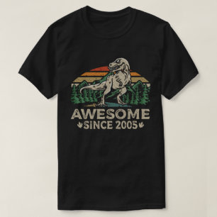 Awesome Since 2005 Retro Dinosaur 17th Birthday  T-Shirt