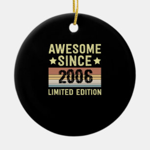 Awesome Since 2006 Birthday Ceramic Tree Decoration