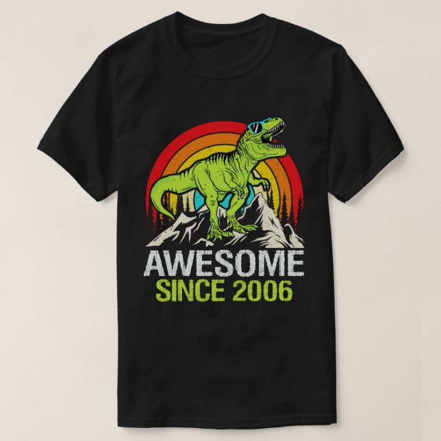 Awesome Since 2006 Dinosaur 17 Year 17th Birthday  T-Shirt (Design Front)