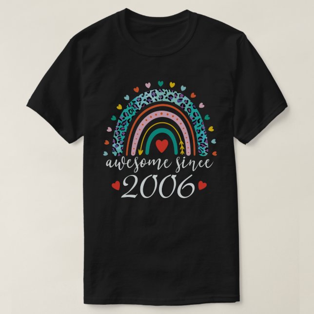 Awesome Since 2006 Rainbow 16th Birthday Gifts T-Shirt (Design Front)