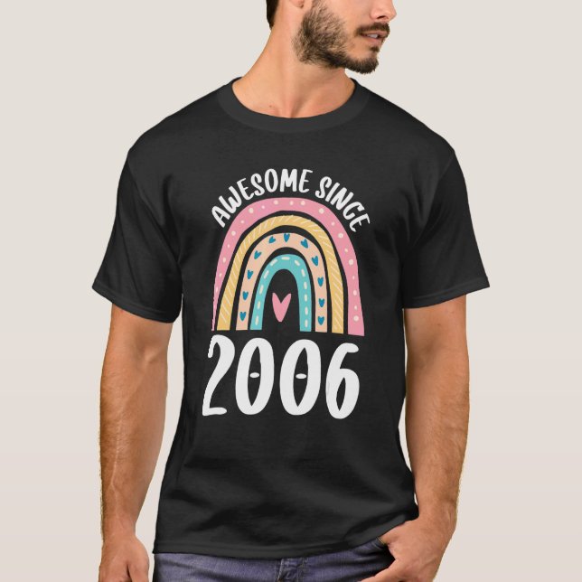 Awesome Since 2006 Rainbow Birthday For Girls Born T-Shirt (Front)