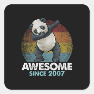 Awesome Since 2007 Dabbing Panda 13th Birthday Square Sticker