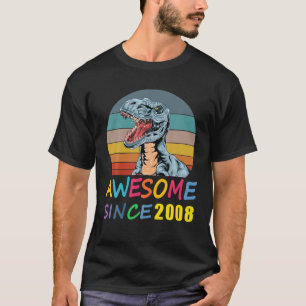 Awesome Since 2008 13Th Birthday Dinosaur Rex 13 Y T-Shirt