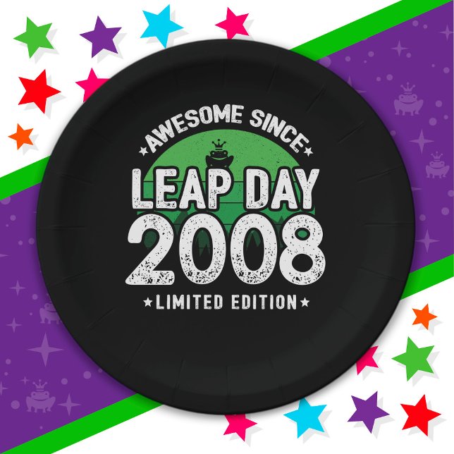Awesome Since 2008 Leap Year Day Feb 29 Birthday Paper Plate (Creator Uploaded)