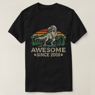 Awesome Since 2008 Retro Dinosaur 14th Birthday T-Shirt