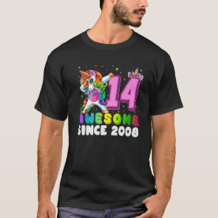 Awesome Since 2008 Unicorn Dabbing 14Th Birthday G T-Shirt