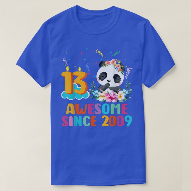 Awesome since 2009 13th Birthday 13 Year Old Panda T-Shirt (Design Front)
