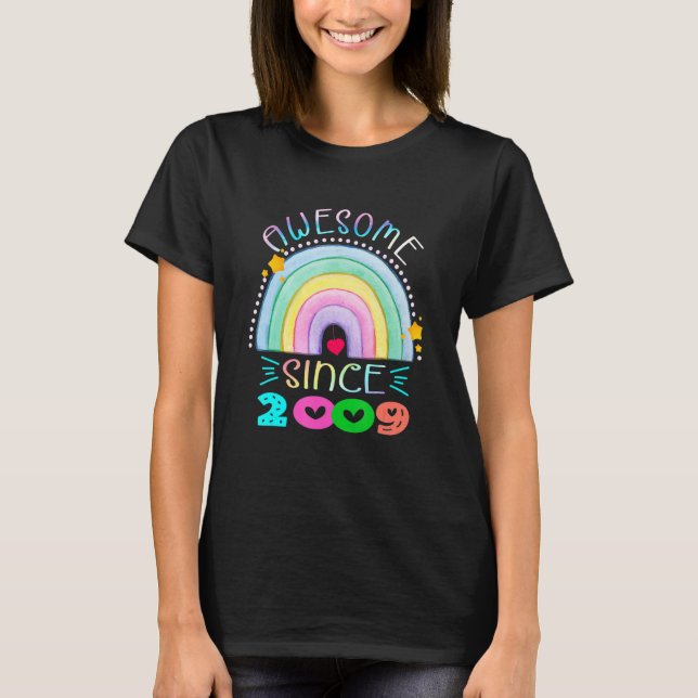 Awesome Since 2009 13th Birthday Rainbow  Born In  T-Shirt (Front)