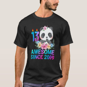 Awesome Since 2009 Cute Panda 13 Years Old 13 Birt T-Shirt
