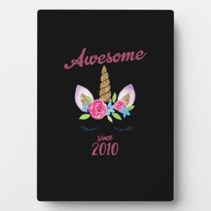Awesome Since 2010 Unicorn Birthday T-Shirt Cutest Plaque