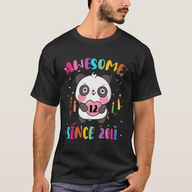 Awesome Since 2011 12Th 12 Panda T-Shirt (Front)