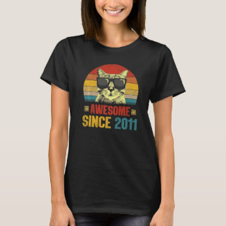 Awesome Since 2011 12th Birthday  Cat T-Shirt