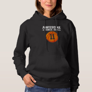 Awesome Since 2011 Basketball 11th Birthday 11 Yea Hoodie