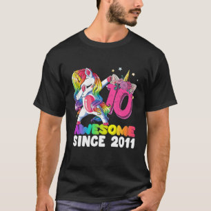 Awesome Since 2011 Dabbing Unicorn 10Th Birthday G T-Shirt