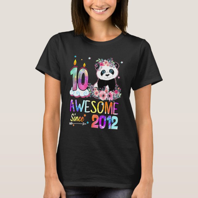 Awesome Since 2012 10th Birthday 10 Year Old Panda T-Shirt (Front)
