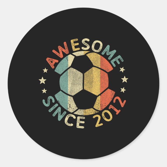 Awesome Since 2012 14th Birthday 14 Year Old Socce Classic Round Sticker (Front)