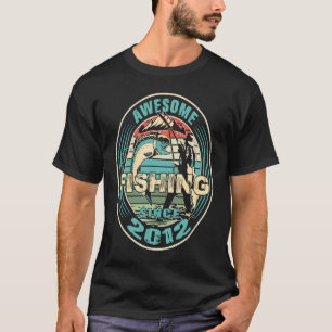 Awesome since 2012 Angel Fishing Birthday T-Shirt