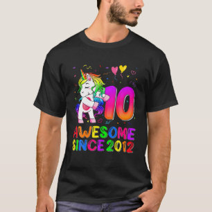 Awesome Since 2012 Flossing Unicorn 10Th Birthday T-Shirt