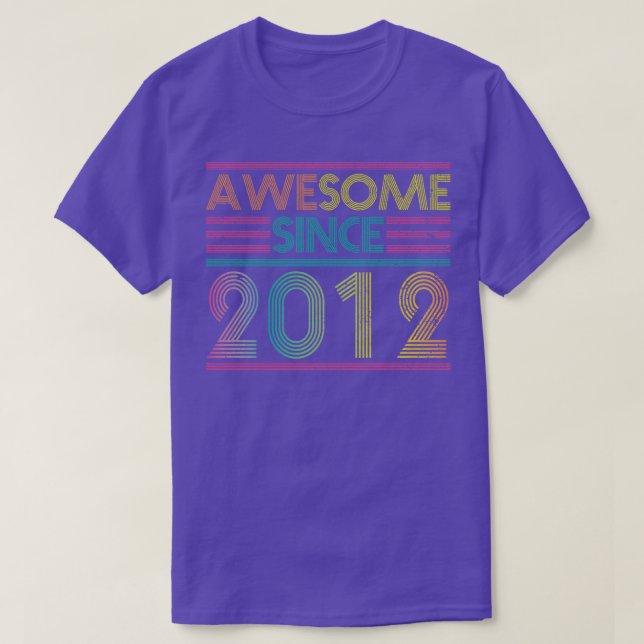 Awesome Since 2012 Funny Colourful 2012 Birthday T-Shirt (Design Front)
