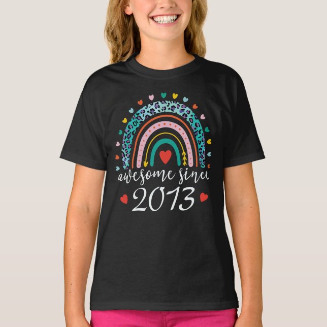 Awesome Since 2013 Rainbow 9th Birthday Gift  T-Shirt (Front)