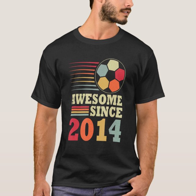 Awesome Since 2014 8th Birthday 8 Year Old Soccer  T-Shirt (Front)