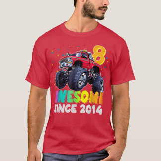 Awesome Since 2014 8th Birthday Boy Monster Truck  T-Shirt