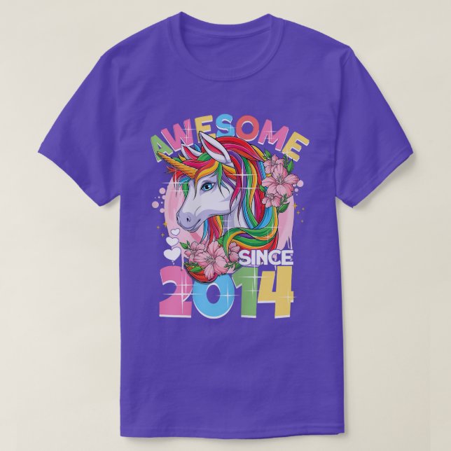 Awesome since 2014 8th Birthday Girl 8 Years Unico T-Shirt (Design Front)